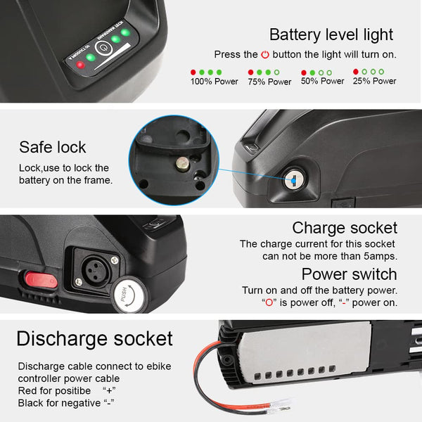 YS YOSE POWER Electric Bike Battery 36V 48V 52V 13Ah 15Ah 17Ah 20Ah Lithium Electric Bicycle Battery for 250W 350W 500W 750W 1000W 1200W 1500W Ebike Motor