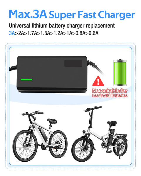 54.6V 3A / 5A Super Fast Charger for 48V Lithium Battery,No Adapter,7 Types of Plugs to Choose from, More Secure.Compatible with Most Plugs. with Cooling System (Cannon/XLR plug-3A)