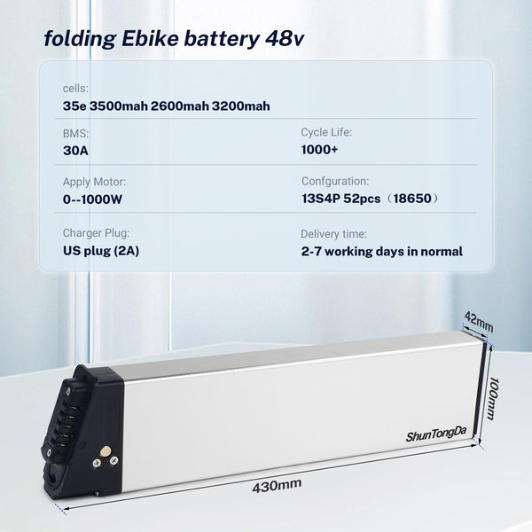 48V 10.4Ah 14Ah Folding Ebike Battery 48 Volt DCH-006 Built in Electric Bike Batteries Replacement for XP2.0 ENGWE EP-2 Pro/ ENGINE Pro Samebike LO26 20LVXD30 Foldable E-Bike Battery (48V14Ah)