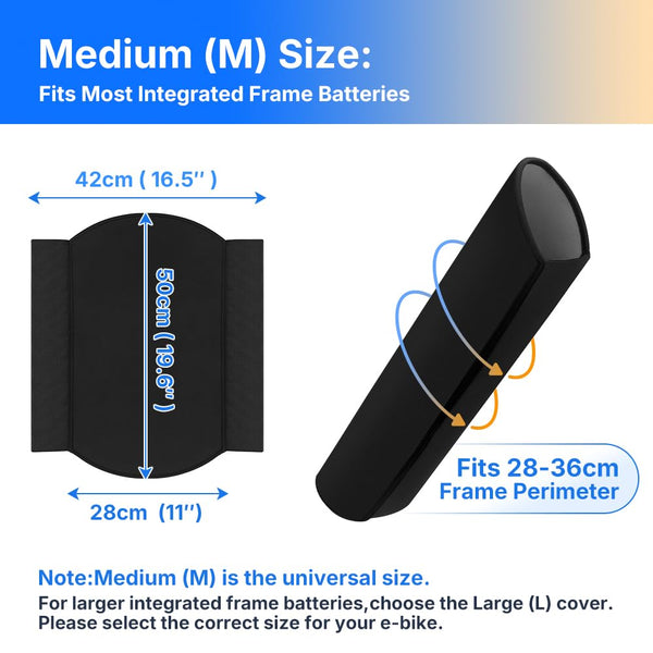 Cover for EBike Battery, Bicycle Thermal Cover, For 28-36cm Frame ,Two Sizes Available