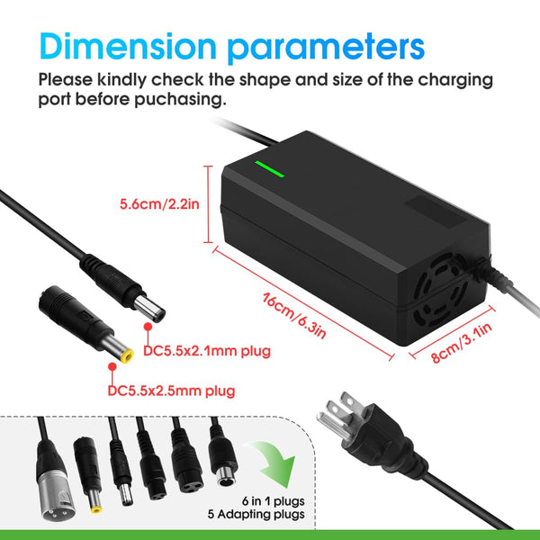 58.8V 5A Charger with 6-in-1 Plug for 52V Lithium Battery Such as Car Truck Lawn Mower Boat Marine Batteries (58.8V5A-(6-in-1 Plug))