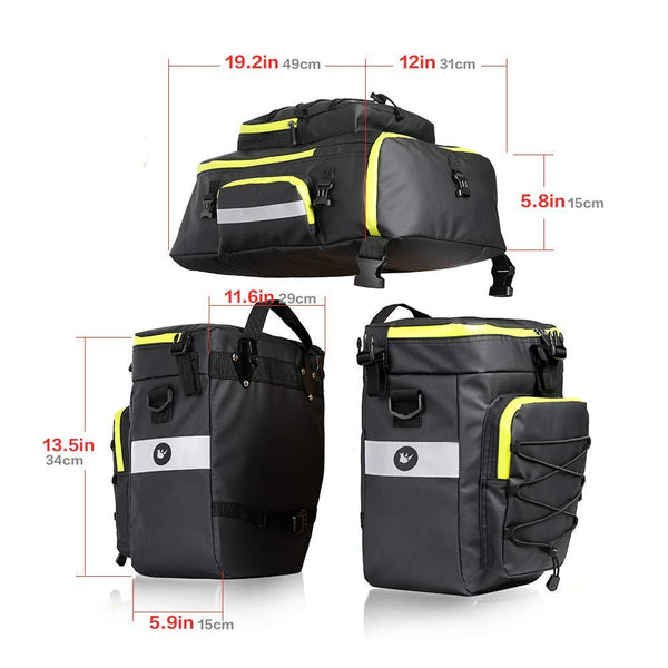 Rhinowalk Bike Bag Bike Pannier Bag Set, for Bicycle Cargo Rack Saddle Bag Shoulder Bag Laptop Pannier Rack Bicycle Bag Professional Cycling Accessories 3 in 1-Black.