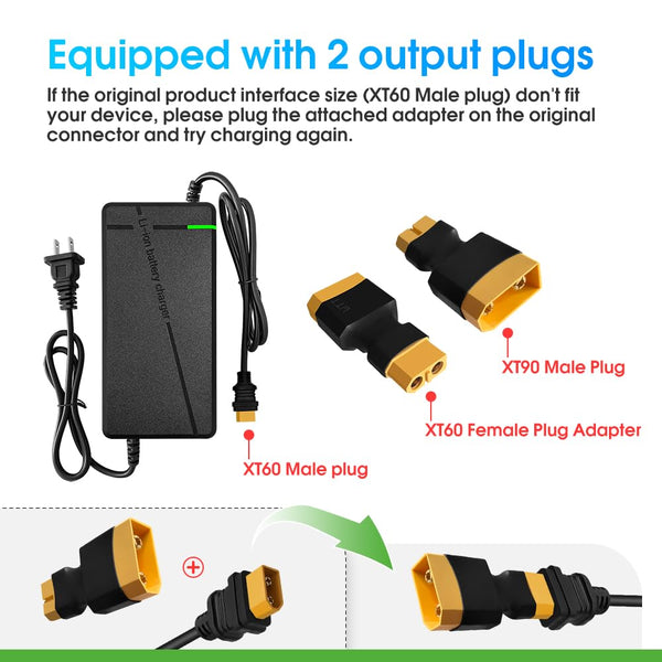 67.2V5A Charger with 6-in-1 Plug for 60V Lithium Battery Such as Car Truck Lawn Mower Boat Marine Batteries (67.2V5A-(6-in-1 Plug))