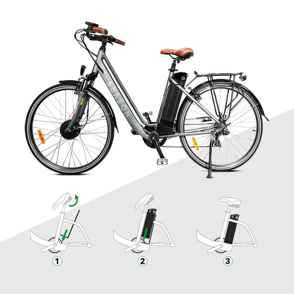 YS YOSE POWER 48V 15AH Lithium Ebike Battery Seat Tube 250W 350W 500W 750W 1000W Bicycle Electric Bike Battery with Charger 2Pins Discharge Port 30A BMS Silverfish E Bike Batteries