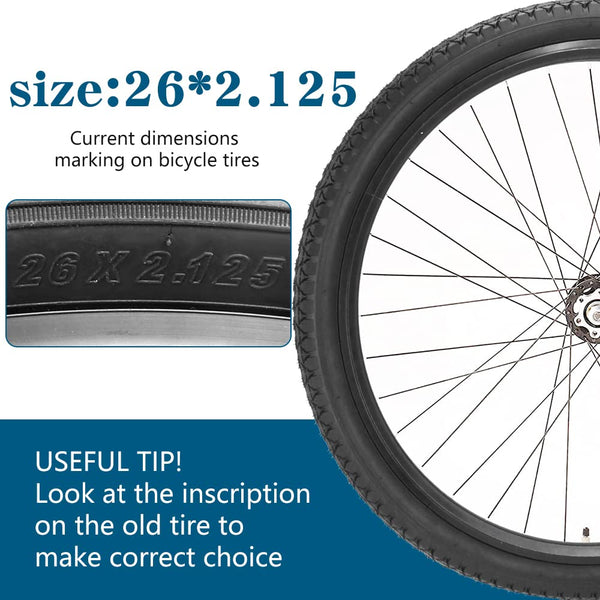 26 Inch Bike Tires 26 X 2.125(57-559) Replacement Tires or Schrader Valve Inner Tubes AV 32mm for Beach Cruiser Bike