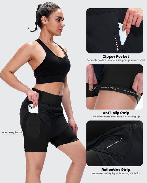 Sportneer Women Padded Bike Shorts - Comfort-First 4D Padded Cycling Shorts, High Waist Anti-Chafing Design, Breathable for Long Distance Road & Trail Black
