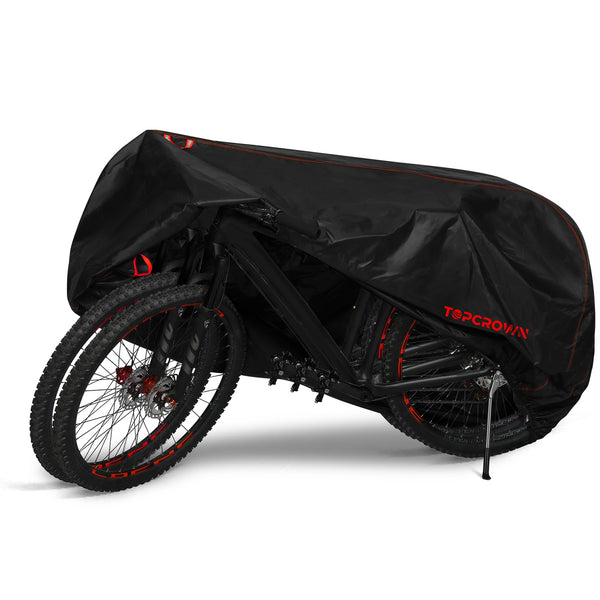 Topcrown Bike Cover Waterproof Outdoor Storage for 1/2/3 Bikes, Bicycle Cover Rain Sun UV Dust Wind Proof with Storage Bag for Mountain Road Bike/Ebike (210D Black+Green, XL Size for 1 bike)