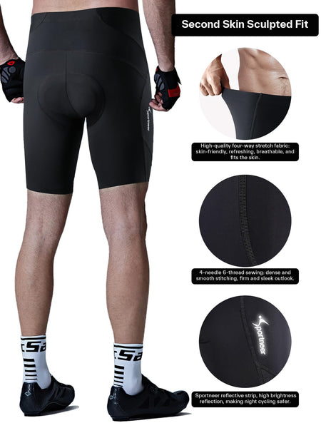 Sportneer Padded Bike Shorts for Men - 4D Padding Mens Bicycle Cycling Biking Clothing Shorts, Breathable and Absorbent