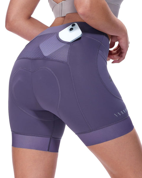 Sportneer Womens 4D Padded Bike Shorts - Women's Cycling Shorts with Breathable Mesh Pockets & Secure Zipper