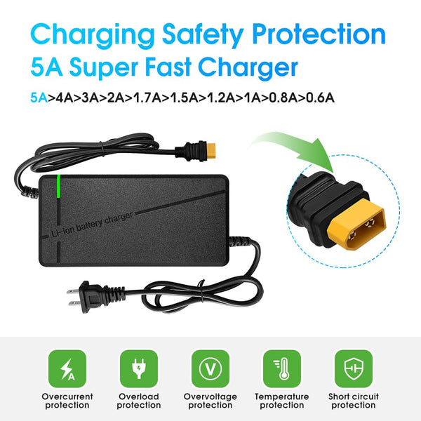 84V 5A Charger for72V Lithium Battery Such as Car Truck Lawn Mower Boat Marine Batteries (IEC Plug)