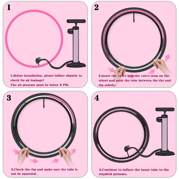 4 Pack Ultralight TPU Bike Inner Tubes 700X18C/23C/25C/28C/30C/32C Presta Valve 45/65/85mm Pink Color for Road Bicycle Tire