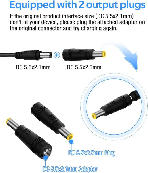58.8V 3A / 5A Super Fast Charger for 52V Lithium Battery,No Adapter,2 Types of Plugs to Choose from,More Secure.Compatible with Most Plugs. with Cooling System (DC5.5x2.1mm plug-5A)