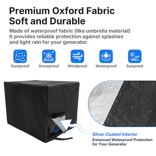 Waterproof Universal Generator Cover,Velcro fixation is easy to use,3 sizes Available, for Most Generators 5500-15000 Watt (96*71*76cm)
