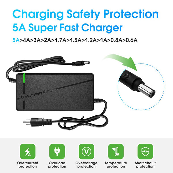 54.6V 5A Charger with 6-in-1 Plug for 48V Battery Such as Car Truck Lawn Mower Boat Marine Batteries (54.6V5A-(6-in-1 Plug))
