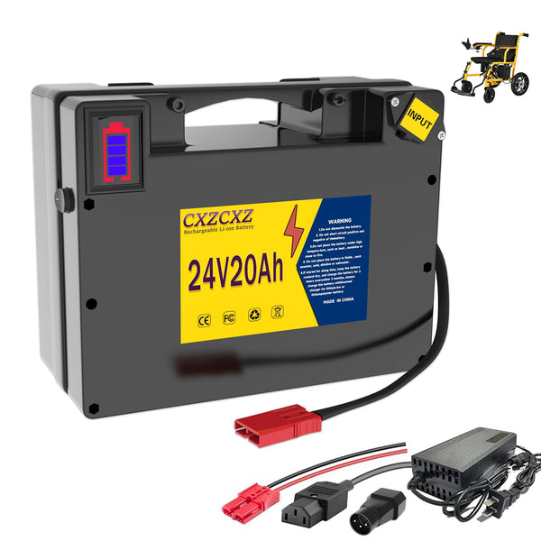 24V Lithium Battery for Electric Wheelchair, Better Than Lead-Acid Batteries,30A BMS for 100W 250W 300W 500W Wheelchairs,Battery with Level disply Screen (with Charger) (24V12AH)