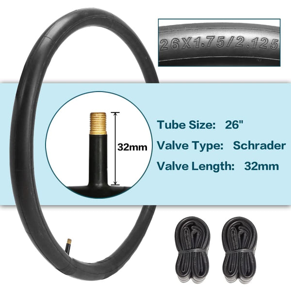 26 Inch Bike Tires 26 X 2.125(57-559) Replacement Tires or Schrader Valve Inner Tubes AV 32mm for Beach Cruiser Bike
