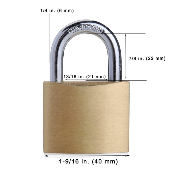 SEPOX 2-Pack Premium Solid Brass Padlock Keyed Alike, 1-9/16" 40mm Heavy Duty Weatherproof Outdoor Lock with 4 Same Keys, Copper Padlock for Gate, Gym Locker, Tool Box, Storage, Shed, Fence & More