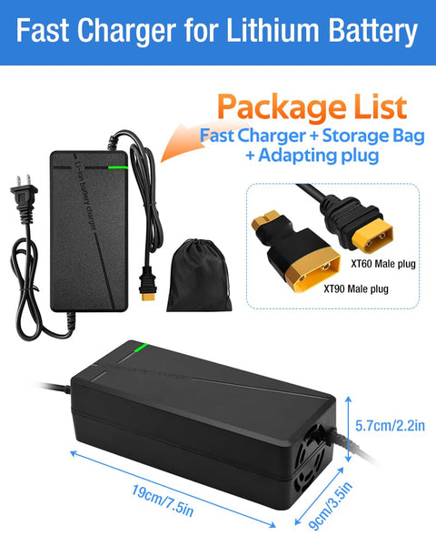 54.6V 3A / 5A Super Fast Charger for 48V Lithium Battery,No Adapter,7 Types of Plugs to Choose from, More Secure.Compatible with Most Plugs. with Cooling System (Cannon/XLR plug-3A)