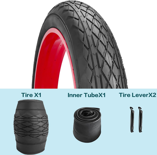 26" E-Bike Fat Tires 26 x 4.0 Folding Bead Tire and AV32mm Inner Tube for Electric Bicycles Compatible with Wide Mountain Snow Bike Tire (1 Tire 1 Tube)