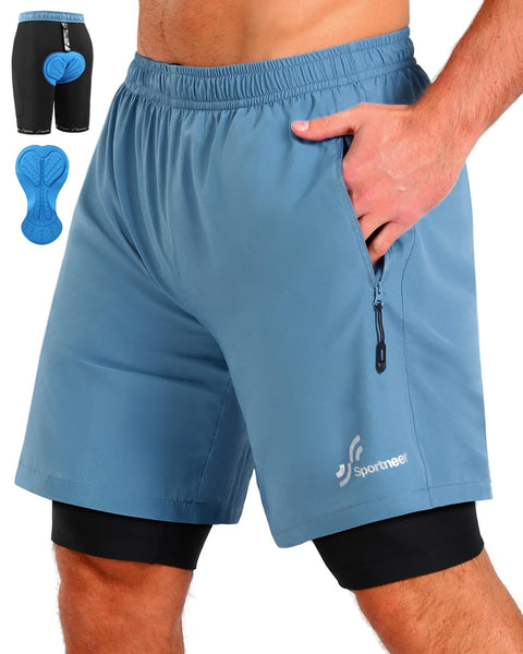Sportneer Bike Shorts for Men - 3D Padded Lightweight MTB Fit Riding Biking Bicycle Biker Shorts with Zipper Pockets