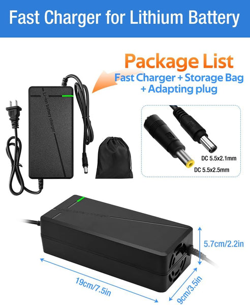 58.8V 3A / 5A Super Fast Charger for 52V Lithium Battery,No Adapter,2 Types of Plugs to Choose from,More Secure.Compatible with Most Plugs. with Cooling System (DC5.5x2.1mm plug-5A)