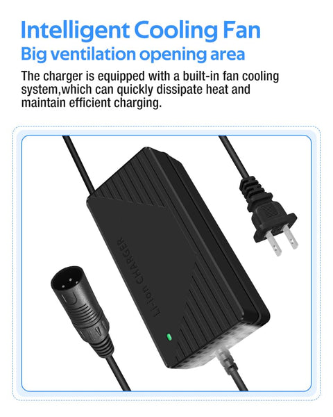 84V 5A Fast Charger with 50A-Anderson-Plug for 72V Lithium Battery, 72V Charger with Cooling System (IEC Plug)