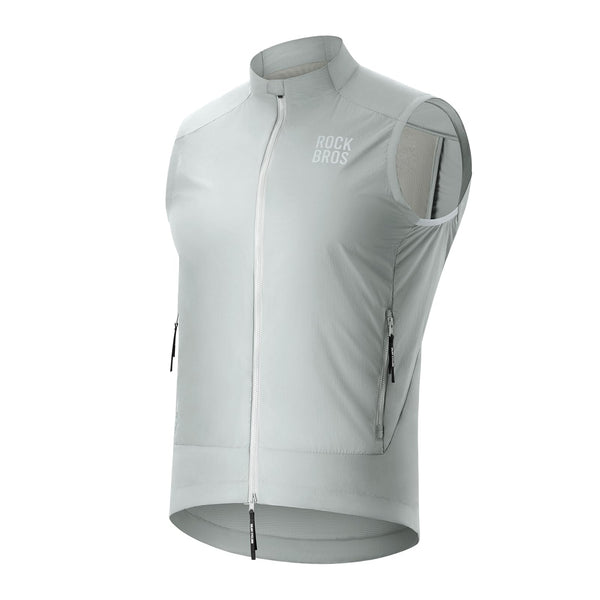 ROCKBROS Cycling Vest for Men Windproof Sleeveless Jacket Two-way zipper Gilet Super-Light Coat for Cycling Hiking Running