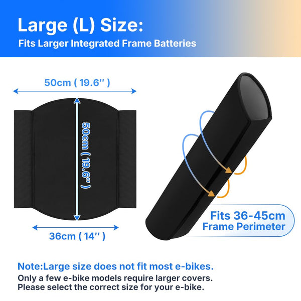 Cover for EBike Battery, Bicycle Thermal Cover, For 28-36cm Frame ,Two Sizes Available