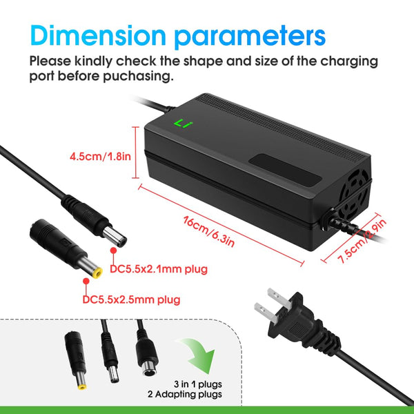 42V 5A Charger for All Batteries with a Nominal Voltage of 36V and a Fully Charged Voltage of 42V,Including RV,Trailer and Marine Batteries that Meet This Condition