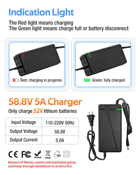 58.8V 3A/5A Charger with 6 Plug Suitable for Various Lithium Batteries, Such as Lawn Mower and Wheelchair Lithium Batteries, etc. (3A-6 Plug)