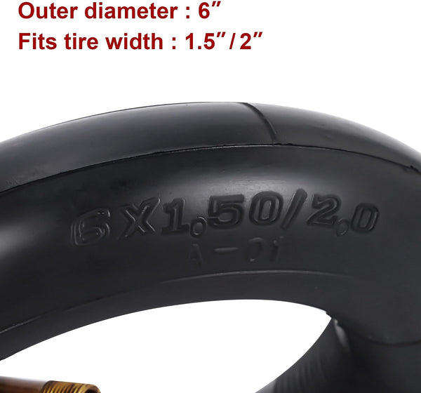 2 set of 6x2" Heavy Duty Inner Tubes with 45° Bent Valve Stem Replacement for Pneumatic Tyre Scooter F0 Pneumatic Wheel Trolley Cart Air Wheel