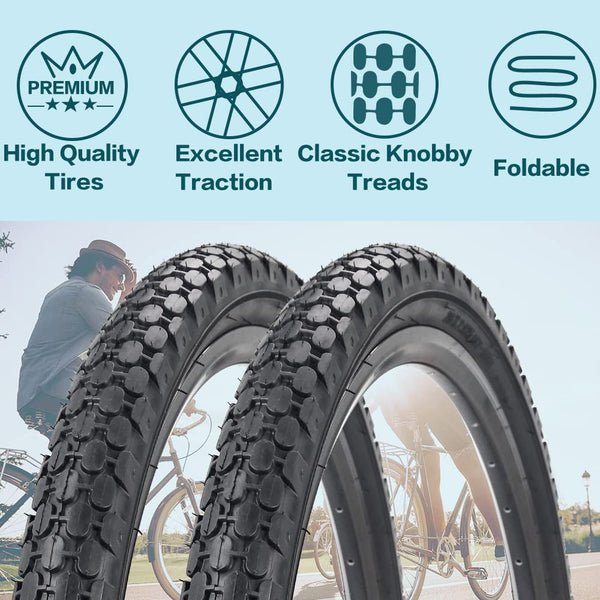 26" Bike Tire 26 x 2.125 Inch Folding Replacement Bicycle Tire for Beach Cruiser Bike