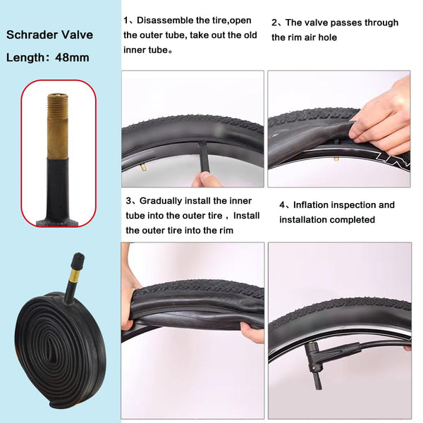 2 Pack 700x23C/25C/28C/35C/38C Bike Tires Plus Bike Inner Tubes Presta Valve 48mm or Schrader Valve 48mm Foldable Replacement Tires for Road Bicycle