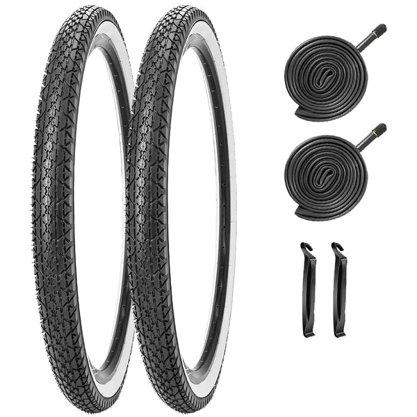 26 Inch Bike Tires 26 X 2.125(57-559) Replacement Tires or Schrader Valve Inner Tubes AV 32mm for Beach Cruiser Bike