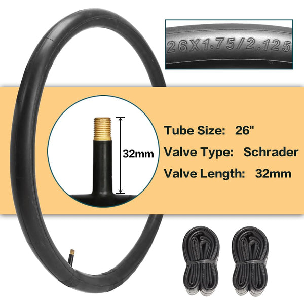 26x1.95 Slick Bike Tires (50-559) or with 26" Bike Tubes 32mm Schrader Valve Suitable for 26 x 1.90 26 x 1.95 26 x 2.0 26 x 2.125 Bicycle Tires and Tubes for City Road Bicycles