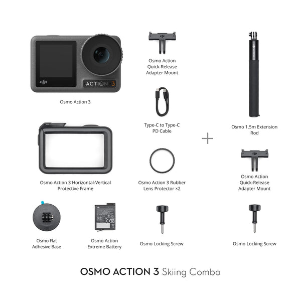 DJI Osmo Action 3 Outdoor Combo, Action Camera 4K with Chest & Backpack Strap Mount for Travel, Sports, Stabilization, Cold Resistant, Waterproof Action Camera with 2 Batteries up to 320 Mins - TRIPPER ELECTRIC BIKES