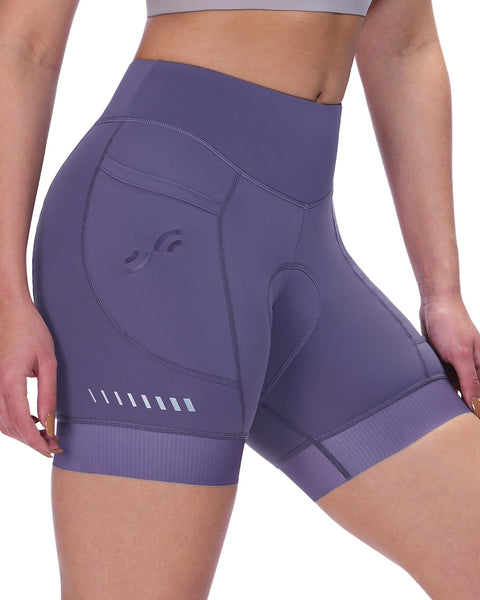 Sportneer Womens 4D Padded Bike Shorts - Women's Cycling Shorts with Breathable Mesh Pockets & Secure Zipper