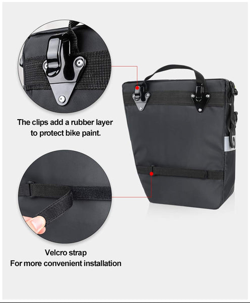 Rhinowalk Bike Bag Bike Pannier Bag Set, for Bicycle Cargo Rack Saddle Bag Shoulder Bag Laptop Pannier Rack Bicycle Bag Professional Cycling Accessories 3 in 1-Black.