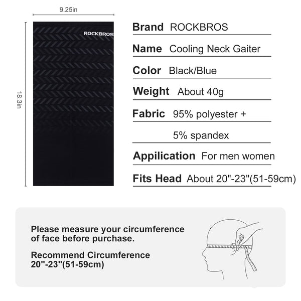 ROCKBROS Cooling Neck Gaiter Face Mask Fishing Scarf Face Cover for Men Women