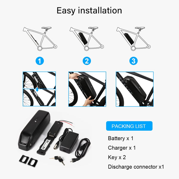 YS YOSE POWER Electric Bike Battery 36V 48V 52V 13Ah 15Ah 17Ah 20Ah Lithium Electric Bicycle Battery for 250W 350W 500W 750W 1000W 1200W 1500W Ebike Motor