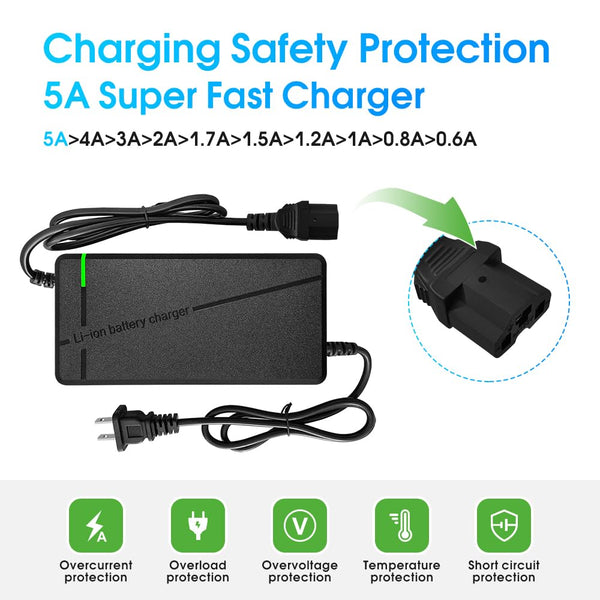 84V 5A Charger for72V Lithium Battery Such as Car Truck Lawn Mower Boat Marine Batteries (IEC Plug)
