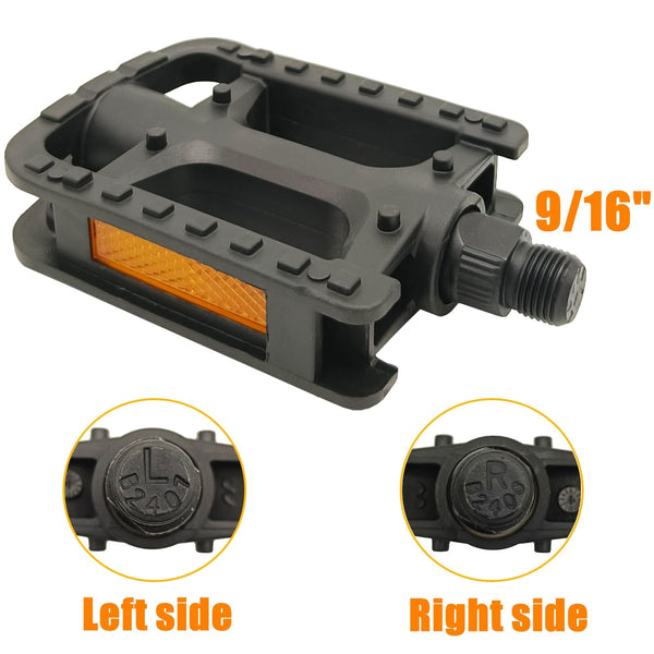 Bike Pedals, 9/16" Non-Slip Bike Pedals with Reflectors, Bicycle Pedals for Road Bike, BMX, Folding Bikes, Urban Bikes, Adult Bicycle