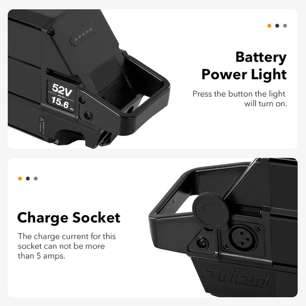 YS YOSE POWER 52V15.6Ah Ebike Battery Compatible for Juiced Bike Fit for RipCurrent Crosscurrent S2 X Scorpion X HyperScorpion CamScrambler CityScrambler HyperScrambler RipRacer Battery Replacement