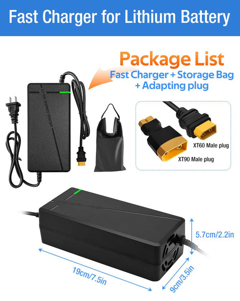 54.6V 3A / 5A Super Fast Charger for 48V Lithium Battery,No Adapter,7 Types of Plugs to Choose from, More Secure.Compatible with Most Plugs. with Cooling System (Cannon/XLR plug-3A)
