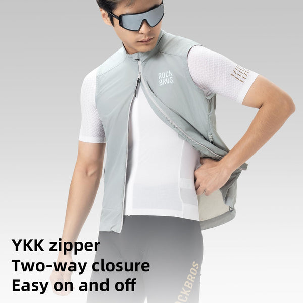 ROCKBROS Cycling Vest for Men Windproof Sleeveless Jacket Two-way zipper Gilet Super-Light Coat for Cycling Hiking Running