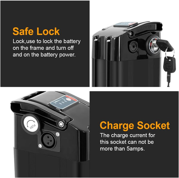 YS YOSE POWER 48V 15.6Ah Ebike Battery Compatible with ECOTRIC Hammer Fat Tire Ebike 48V 15Ah Electric Bike Battery Fit for ECOTRIC Hammer FAT20850C Bicycle Battery 430mm Height