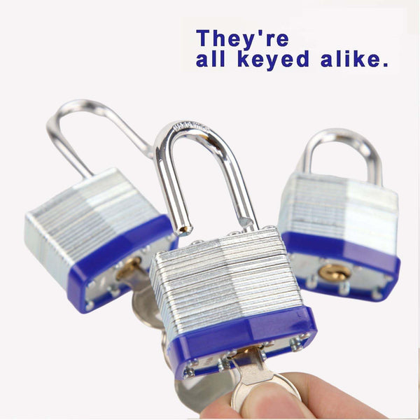 SEPOX® Trinity Keyed-Alike Padlocks Outdoor, Reinforced Laminated Steel Body Heavy-Duty 1-9/16" 40MM, Uncuttable Standard Shackle, 3-Pcs-Lock, 6-Pcs Same Keys, for Gym Locker, Toolbox, Shed, Storage