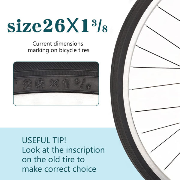 26X1 3/8 (37-590) Road Bike Tires with or Without Bike Tubes 26x1.3/8 32mm AV Schrader Valve