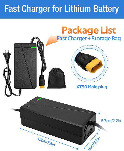 84V 5A Fast Charger with XT90 Male Plug for 72V Lithium Battery, 72V Charger with Cooling System (84V5A-XT90)