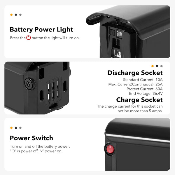 YS YOSE POWER Ebike Battery 48V14Ah Fit for Horizon and Ranger-S Spare Battery Replacement 48V Electric Bike Batteries Compatible with Heybike Bicycles